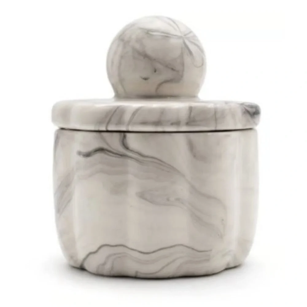 New! Target Bullseye Playground Ceramic Jar w/ Lid, Black & White Marble Finish